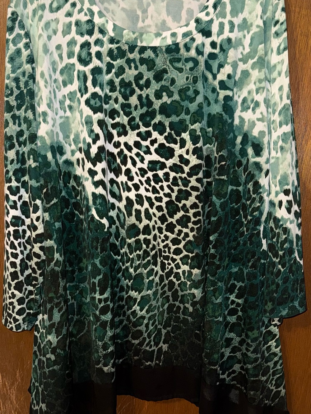 Cato Green Ombre Animal Print Scoop Neck Tunic